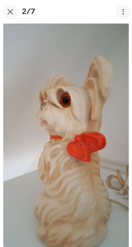 Ancienne veilleuse brûle parfum chien Yorkshire en porcelaine biscuit
