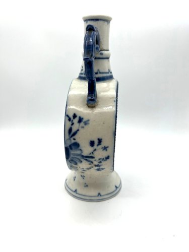 Ancienne verseuse gourde Delft – faïence hollandaise bleu & blanc – décor moulin