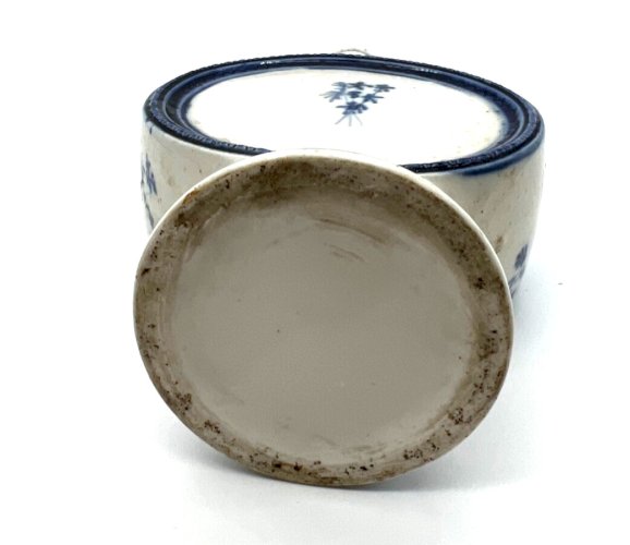 Ancienne verseuse gourde Delft – faïence hollandaise bleu & blanc – décor moulin