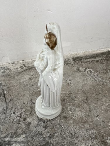 Ancienne, Vierge à l’enfant statuette XIXe siècle religion biscuits, émaillée,