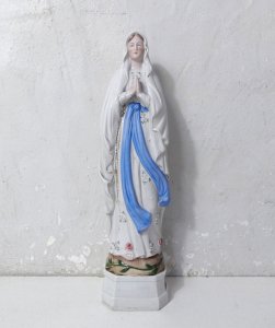 Old biscuit statue of the Virgin Mary 29cm