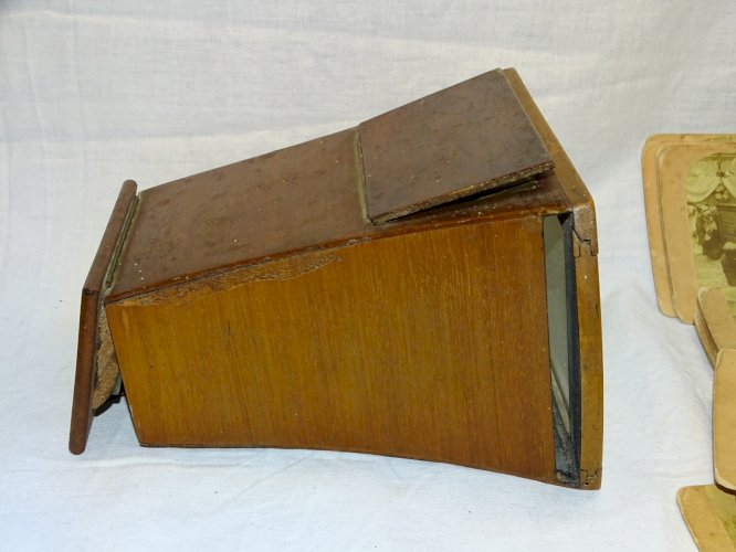 -ANCIENNE VISIONNEUSE STEREOSCOPIQUE BREWSTER ? CIRCA 1870 + 15 VUES CARTON    D