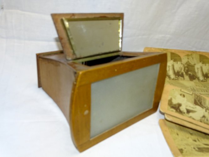 -ANCIENNE VISIONNEUSE STEREOSCOPIQUE BREWSTER ? CIRCA 1870 + 15 VUES CARTON    D