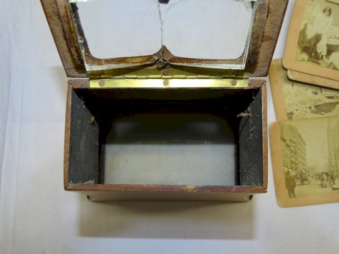 -ANCIENNE VISIONNEUSE STEREOSCOPIQUE BREWSTER ? CIRCA 1870 + 15 VUES CARTON    D