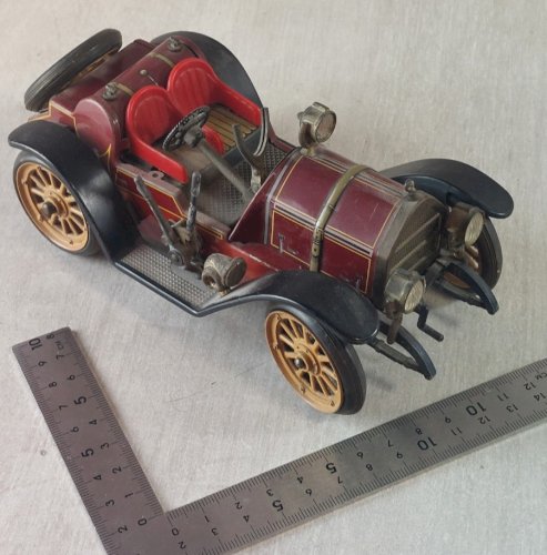 Ancienne voiture en tôle à clé, Mercer 1225, 35J 1913, Schuco ^