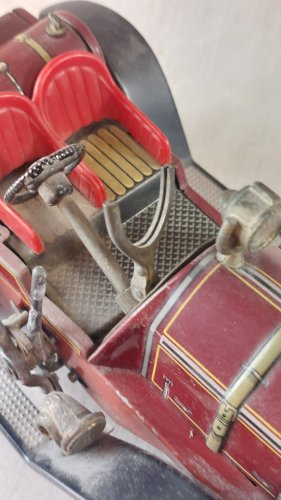 Ancienne voiture en tôle à clé, Mercer 1225, 35J 1913, Schuco ^