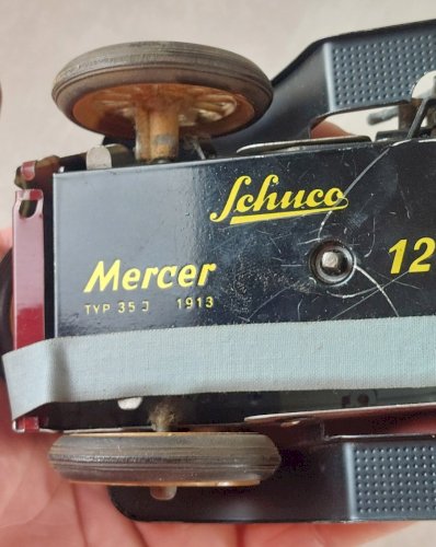Ancienne voiture en tôle à clé, Mercer 1225, 35J 1913, Schuco ^