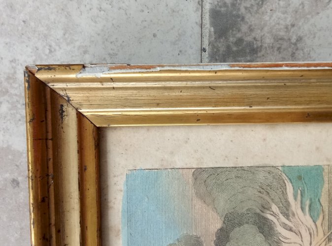 Ancienne vue d optique perspective de la ville et du pont de Rouen 18 Ème