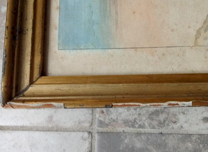 Ancienne vue d optique perspective de la ville et du pont de Rouen 18 Ème