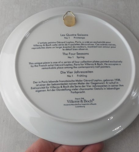 Anciennes assiettes, printemps + été, Naïf Laplau, céramique Villeroy & Boch ^