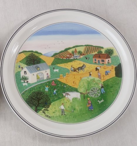 Anciennes assiettes, printemps + été, Naïf Laplau, céramique Villeroy & Boch ^