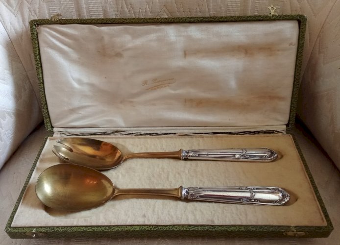 Anciens Couverts Service Métal Argenté Style Louis XVI Art  de la Table Ancien