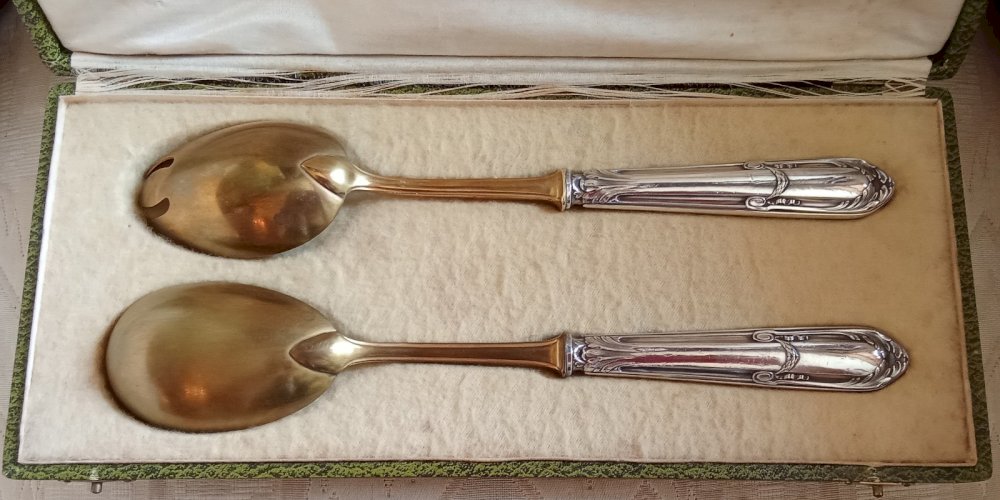 Anciens Couverts Service Métal Argenté Style Louis XVI Art  de la Table Ancien