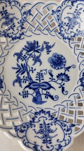 Anciens paniers, décor Blue Onion / porcelaine Tchécoslovaquie / Czech