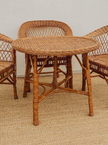 Ange, l'ensemble de table et chaises en osier N°8