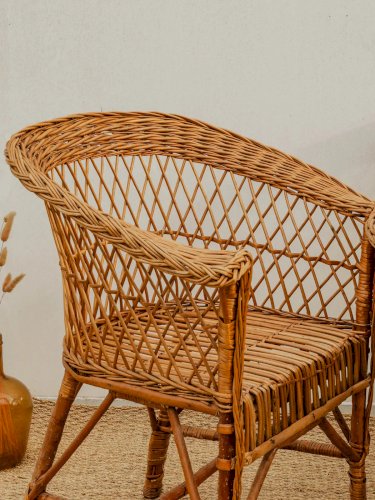 Ange, l'ensemble de table et chaises en osier N°8