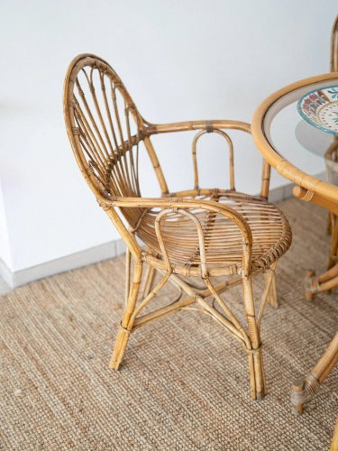 Ange, l'ensemble de table et chaises en rotin N°4