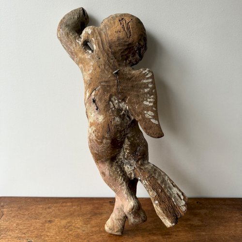 Angelot en bois sculpté polychrome XVIIe M3516