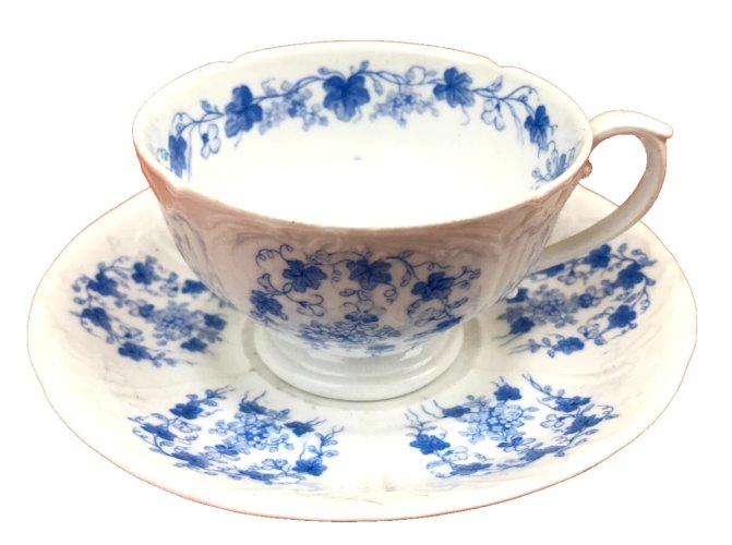 Années 1870 Tasse / Soucoupe à café Lebeuf - Millet & Compagnie (Creil et Montereau) Décor floral 