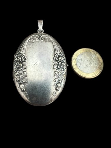 Antic Locket-Ancien important médaillon floral souvenir art déco 1925 vintage