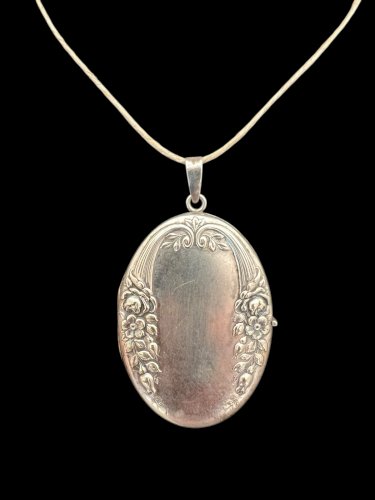 Antic Locket-Ancien important médaillon floral souvenir art déco 1925 vintage