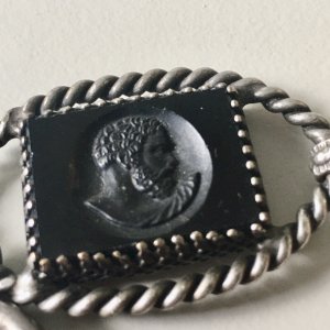 Antique Bracelet Camee Verre Noire Recto Verso Victorian Jewellery Vintage