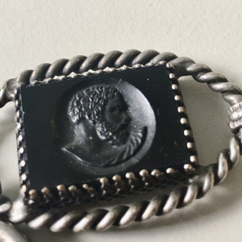 Antique Bracelet Camee Verre Noire Recto Verso Victorian Jewellery Vintage