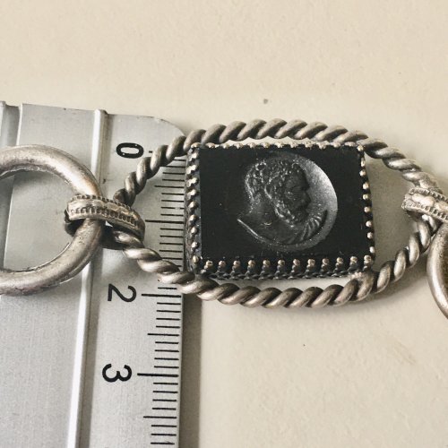 Antique Bracelet Camee Verre Noire Recto Verso Victorian Jewellery Vintage