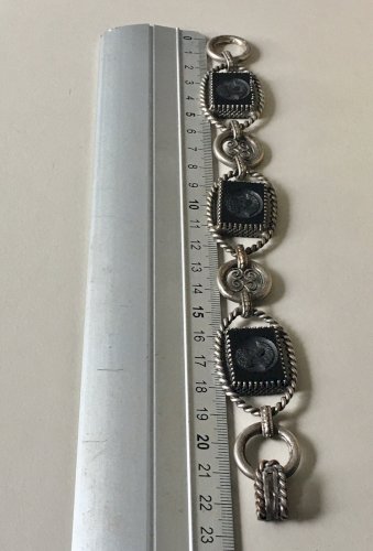 Antique Bracelet Camee Verre Noire Recto Verso Victorian Jewellery Vintage