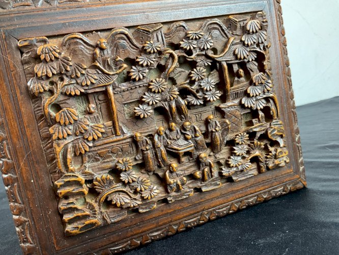 Antique Chinese Canton Qing Carved Wooden Jewelry Box 19th C 广东十三行精品檀香盒 Lock Key