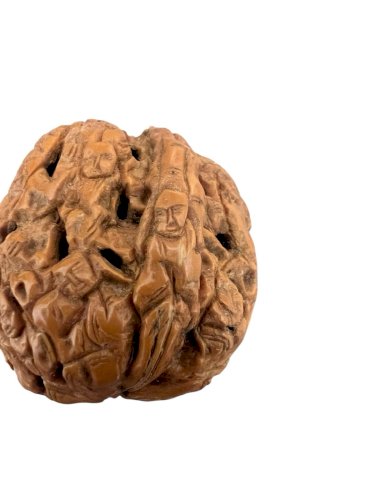 Antique Chinese Carved Walnut- Art Asiatique- Figure Scene - Rare- Curiosity