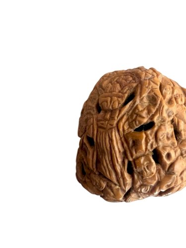 Antique Chinese Carved Walnut- Art Asiatique- Figure Scene - Rare- Curiosity