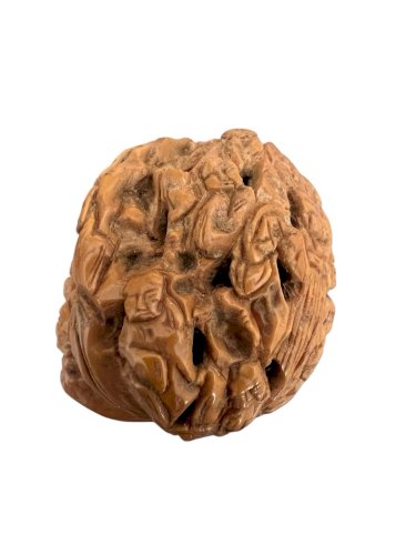 Antique Chinese Carved Walnut- Art Asiatique- Figure Scene - Rare- Curiosity