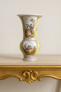 Antique Dresden Porcelain Vase Helena Wolfsohn Hand Painted Rococo Germany