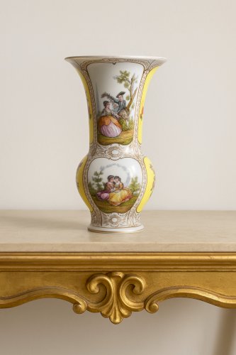Antique Dresden Porcelain Vase Helena Wolfsohn Hand Painted Rococo Germany