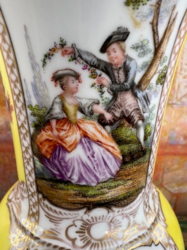 Antique Dresden Porcelain Vase Helena Wolfsohn Hand Painted Rococo Germany