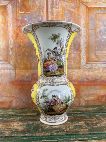 Antique Dresden Porcelain Vase Helena Wolfsohn Hand Painted Rococo Germany