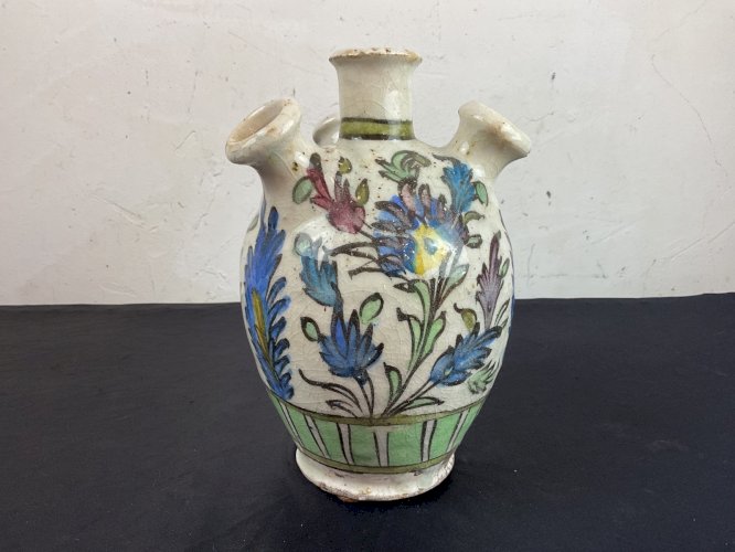 ANTIQUE PERSAN CRUCHE EN CERAMIQUE VERNISSEE ART KADJAR ISLAMIQUE QAJAR PERSE
