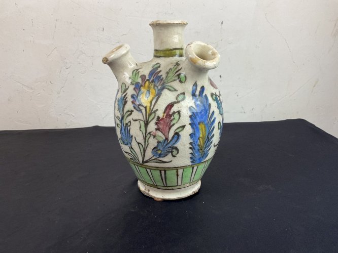 ANTIQUE PERSAN CRUCHE EN CERAMIQUE VERNISSEE ART KADJAR ISLAMIQUE QAJAR PERSE