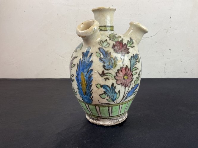 ANTIQUE PERSAN CRUCHE EN CERAMIQUE VERNISSEE ART KADJAR ISLAMIQUE QAJAR PERSE