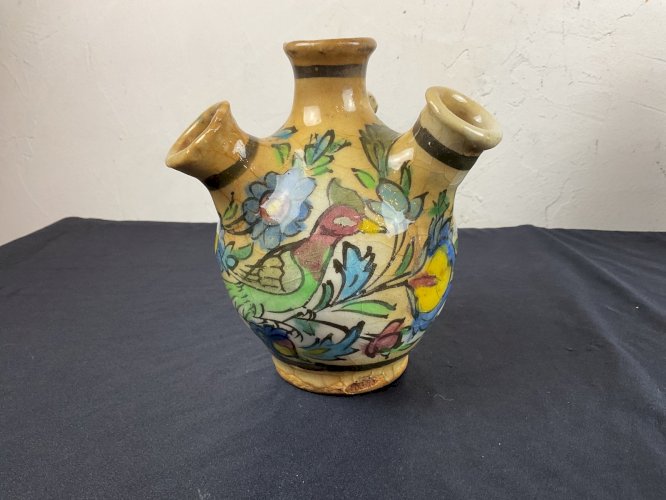 ANTIQUE PERSAN CRUCHE EN CERAMIQUE VERNISSEE ART KADJAR ISLAMIQUE QAJAR PERSE