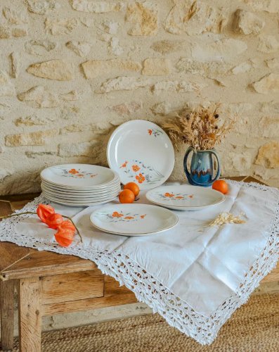 Antoinette, le lot de 12 assiettes Digoin Sarreguemines N°229