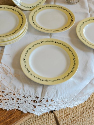 Antoinette, l'ensemble de 11 assiettes plates en faïence N°226