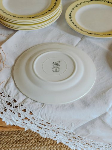 Antoinette, l'ensemble de 11 assiettes plates en faïence N°226