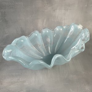 Antonio Tammaro coupe centre de table vide poche verre transparent & bleu ciel