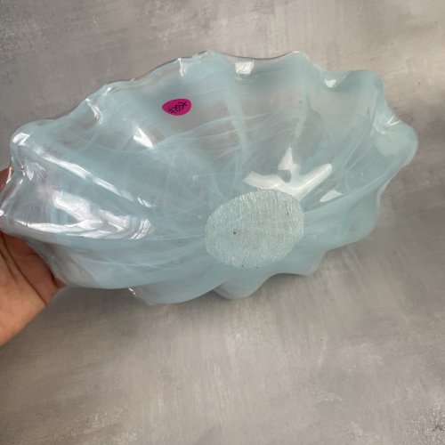 Antonio Tammaro coupe centre de table vide poche verre transparent & bleu ciel