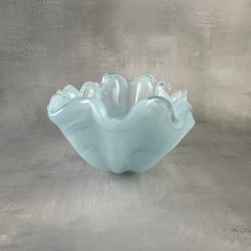 Antonio Tammaro coupe centre de table vide poche verre transparent & bleu ciel