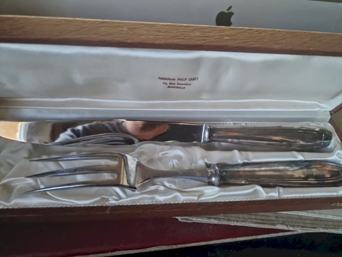 Apollonox écrin service à découper fourchette couteau métal argenté  art déco