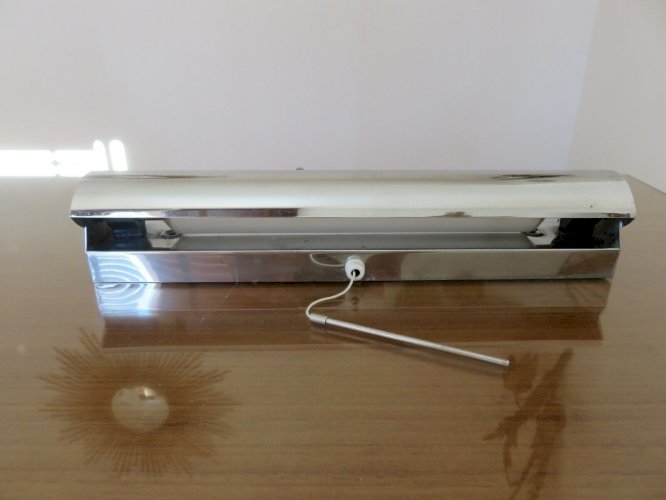 APPLIQUE ART DECO A ROULEAU EN LAITON CHROME INTERRUPTEUR A TIRETTE ANNEES 30 