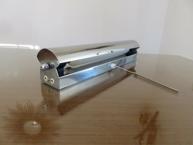 APPLIQUE ART DECO A ROULEAU EN LAITON CHROME INTERRUPTEUR A TIRETTE ANNEES 30 